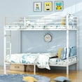 thumbnail image 3 of Zimtown Twin over Twin Steel Bunk Beds Frame,14.8" Height Guardrail, Bedroom Dorm Room for Kids Adult Children, White, 3 of 10