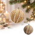thumbnail image 2 of 3PC Christmas Hanging Ornaments Christmas Ball Ornaments Decorative Hanging Pendants, Champagne Glitter Shatterproof Baubles with Pearl Sequin Finishes for Xmas Tree 3.15Inch, 2 of 5