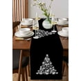 thumbnail image 4 of Christmas Tree Black Table Runner 72 Inches, Snowflakes Shining Xmas Tree Bed Runner Dresser Scarves Tabletop for Indoor Outdoor Parties/Ceremony/Banquet, 14" x 72", 4 of 8