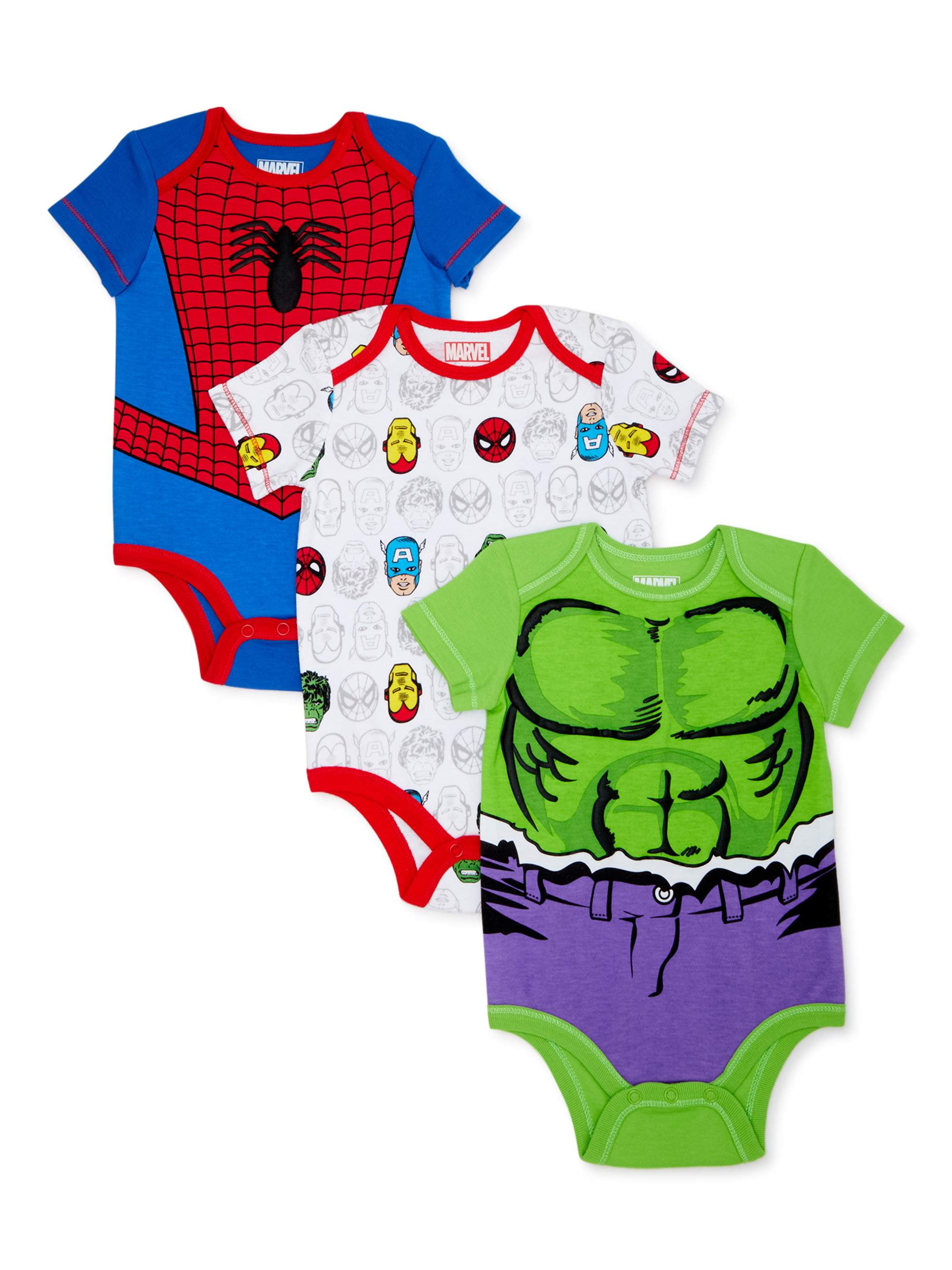 0-3 3-6,12 Months Avengers Baby Boys 2-Pack Bodysuits Infant One Piece NB 