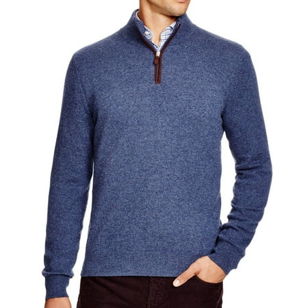 New Mens Cashmere Sweater - Bloomingdale's NEW Blue Mens Size Medium M 1/2 Zip Cashmere Sweater