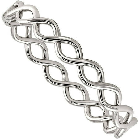 Primal Steel Stainless Steel Polished Criss Cross Hinged Bangle