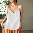 thumbnail image 5 of ZyeKqe Cotton Linen Camisole Tops for Women Spaghetti Strap Tank Tops V Neck Sleeveless Pleated Shirts, 5 of 5