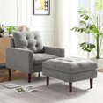 thumbnail image 3 of Single Sofa Chair with Ottoman, Fabric Upholstered Leisure Armchair Accent Living Room Chair with Back Cushion and Armrest for Home Office, Easy Assembly, Gray, 3 of 3