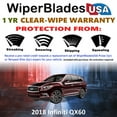 thumbnail image 2 of 2018 Infiniti QX60 Beam Wiper Blades Wipers w/1yr Warranty (Set of 2) (WiperBladesUSA), 2 of 5