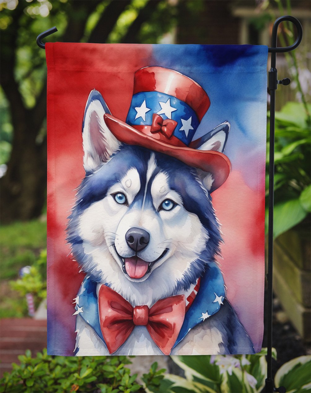 Siberian Husky Patriotic Garden Flag 11.25 in x 15.5 in