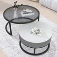 thumbnail image 6 of TY Arts & Culture Modern Glass Round Coffee End Table Set of 2 Grey, 6 of 9
