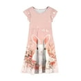 thumbnail image 4 of Riecok Girls Easter Bunny Print Dress (6-15 Years) Short Sleeve Flutter Sleeve Round Neck Layered Dress with Pockets Kids Summer Outfit Multicolor 8-9Years, 4 of 5