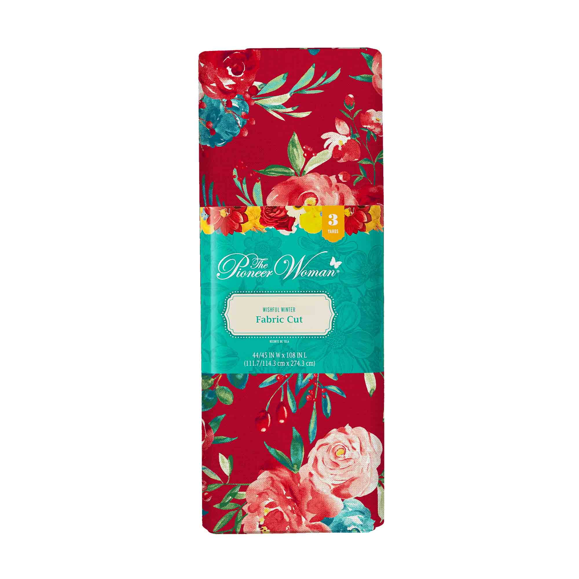 The Pioneer Woman 44' x 3 Yard 100% Cotton Wishful Winter Sewing & Craft Fabric Precut, Red