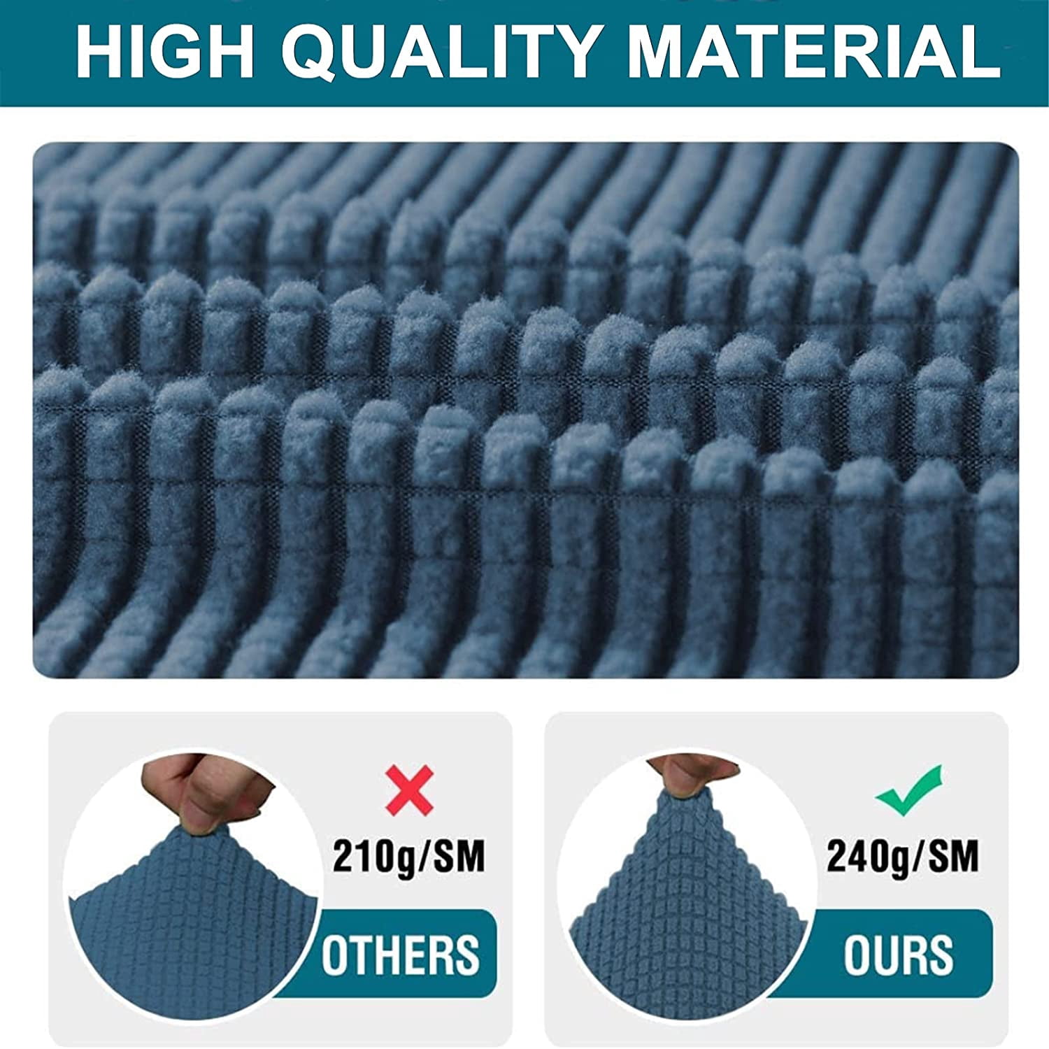 3 Piece T Cushion Sofa Slipcovers Thick Couch Cover Furniture Protector Stretch T Cushion Sofa Covers for 2 Cushion Couch with 2 Individual T Cushion Covers Washable (Blue, Loveseat X-Large)