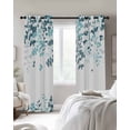 thumbnail image 2 of Teal Blue Leaves Blackout Curtains for Bedroom - 84 Inch Long Light Blocking 2 Panels Set, Summer Botanical Thermal Insulated Living Room Drapes Grommet Window Curtains 52"x84", 2 of 8