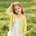thumbnail image 6 of PureCasa Girls' Cardigan Sweater Cute Buttons Cotton Solid Color Embroidery Long Sleeve Crewneck Uniform Sweater for 18M-14Y Girls, 6 of 10