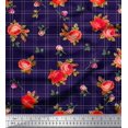 thumbnail image 1 of Soimoi Rayon Fabric Check,Leaves & Rose Flower Fabric Prints by Yard 42 Inch Wide, 1 of 1