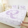 thumbnail image 3 of jejeloiu Monogrammed Q Queen Sheet Sets,Cute Bowknot Bowtie Flat Sheet,Light Purple White Queen Fitted Sheet,Microfiber Room Decorative,4-Piece, 3 of 7