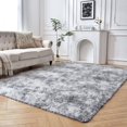 thumbnail image 2 of Oyajia Area Rugs Fluffy, Machine Washable Soft Furry Area Rugs, Rubber Backing, for Baby Nursery, Bedroom, Living Room, 5x8ft, Light Gray, 2 of 8