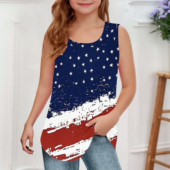 Delliss Tank Tops for Girls Kids Summer Casual Sleeveless Crew Neck T Shirt 5-14 Years