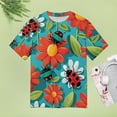 thumbnail image 4 of Floral Bugs Print Women's Short Sleeve T-Shirt Crew Neck Casual Summer Trendy Loose Fit Tops, 4 of 6