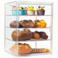 thumbnail image 1 of HLONK 4-Tier Adjustable Glass Pastry Display Case with Magnetic Door - Large Clear Bread Storage Container for Kitchen Countertop  15  6x11  5x9  9 Inch  Perfect for Baking and Serving  K, 1 of 6