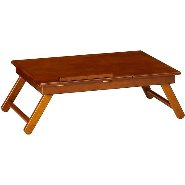"TaliaPosy Anderson, Flip Top with Drawer, Foldable Legs Lap Desk, Teak