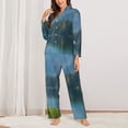 thumbnail image 2 of Yiaed Majestic Deer Mountain Lake Print Pajamas Women's Long Sleeve Sleepwear Soft Button Down Loungewear Pjs Lounge Set Nightwear Womens Pajama Pants-Small, 2 of 7