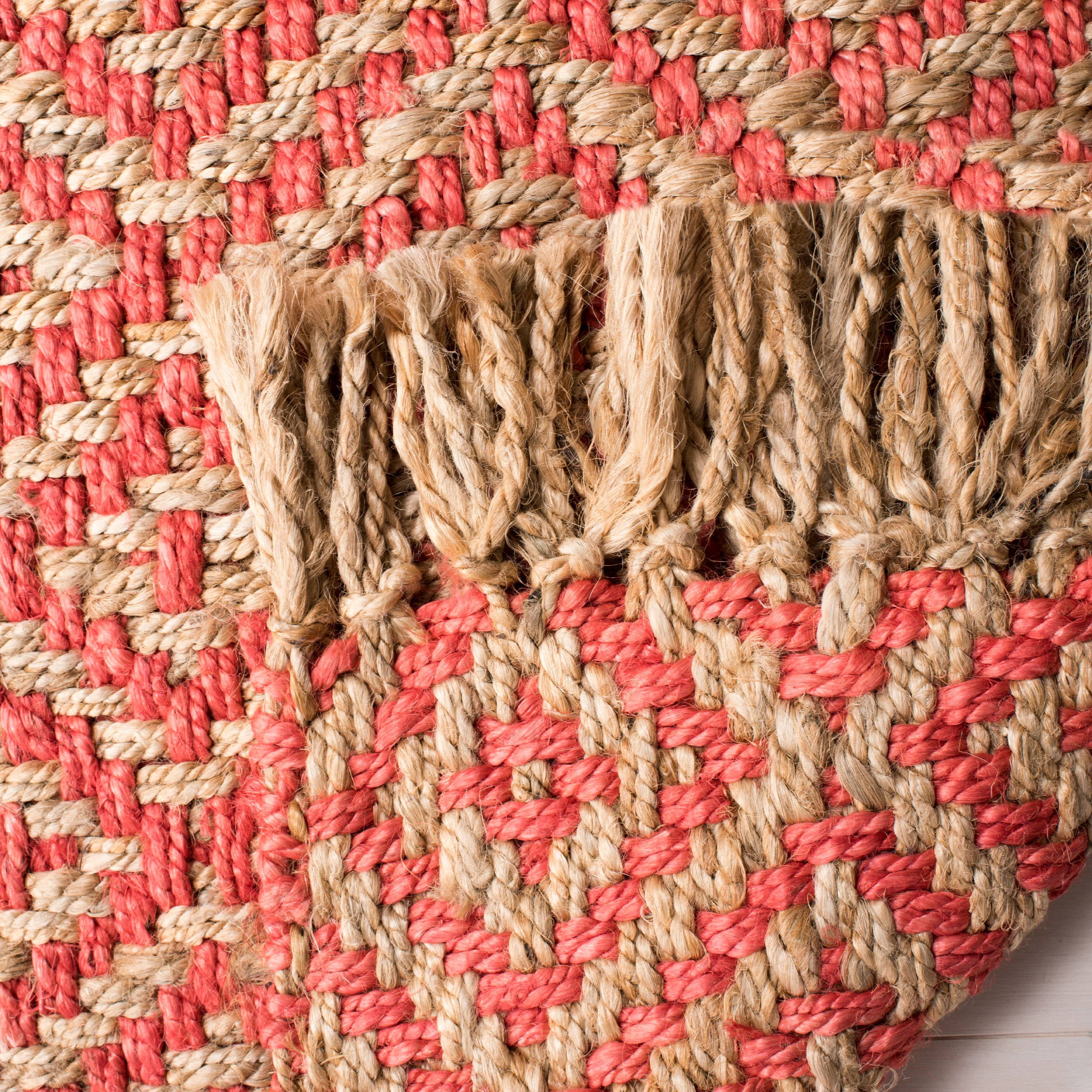SAFAVIEH Natural Fiber Thomas Geometric Jute Runner Rug, Fuchsia/Natural, 2'3" x 8'