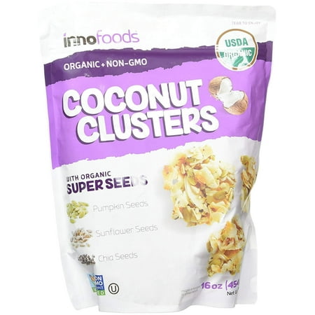 InnoFoods Coconut Clusters with Organic Super Seeds Pumpkin; Sunflower & Chia Seeds 18 oz (Coconut, Single (Best Way To Eat Chia Seeds For Nutrition)