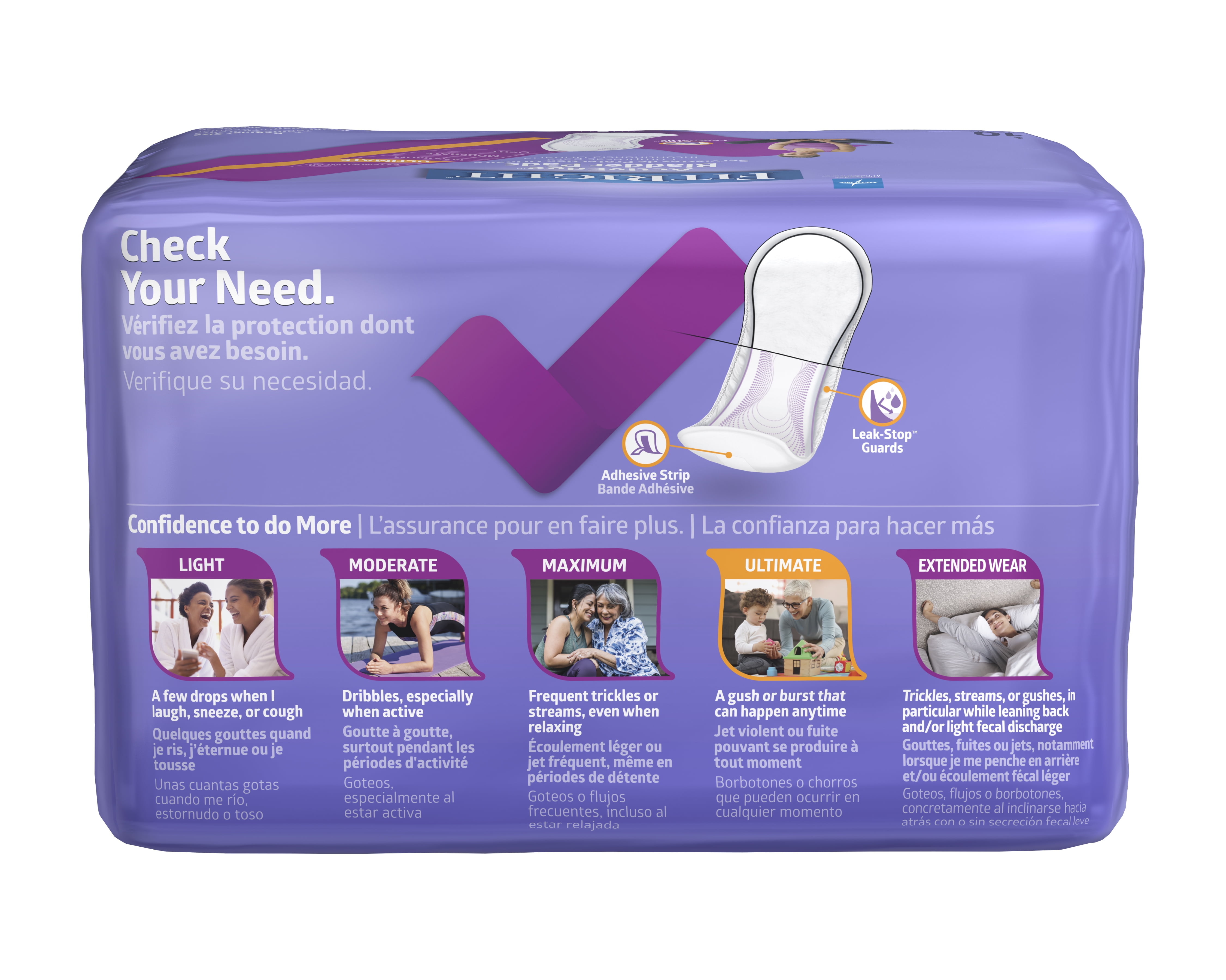 FitRight Bladder Control Incontinence Pads for Women, Ultimate Absorbency, 6 x 16 in, 120 Count