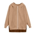 thumbnail image 2 of Gkeoshab Christmas Sweatshirts For Women Women's Solid Color Raglan Sleeve Zip-Up Hooded Sweatshirt with Side Pockets, Athletic Inspired Jacket for Modern Casual Style and On-the-Go Comfort Coffee XL, 2 of 4