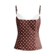 thumbnail image 4 of FUYUDY Women'S Tank Top Summer Sexy Slim Fit Square Collar Backless Vest With Lace Trim And White Polka Pattern Stylish Versatile Female Camisole For Casual Daily Wear,Brown,M, 4 of 5