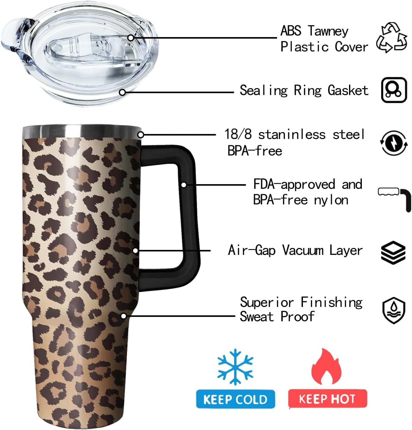 40oz Stainless Steel Tumblers Cups With Lids And Straw Cheetah Cow Print  Leopard Heat Preservation Travel Car Mugs Large Capacity Water Bottles With