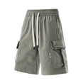 thumbnail image 5 of Men's Casual Dressy Cargo Shorts Lightweight Elastic Drawstring Waist Shorts Relaxed Fit with Side Pockets, 5 of 5