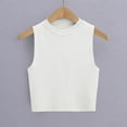 thumbnail image 7 of Mrat Casual Tank Tops for Women Knit Tank Tops for Women Crewneck Sleeveless Stretchy Athletic Tops Pullover Casual Trendy Sweater Vests Blouses Tops S-418 White L, 7 of 7