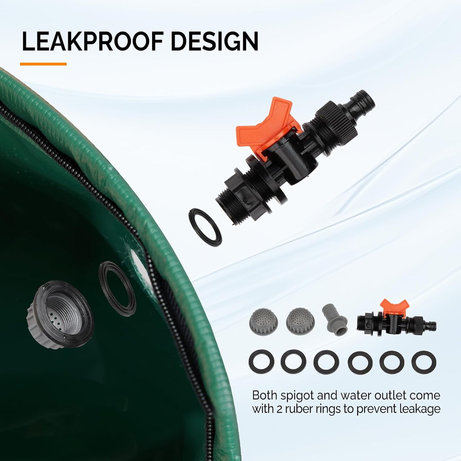 LINJH 50 Gallon Collapsible Rain Barrel, Portable Water Storage Tank, Rainwater Collection System Downspout, Water Catcher Container with Filter Spigot Overflow Kit