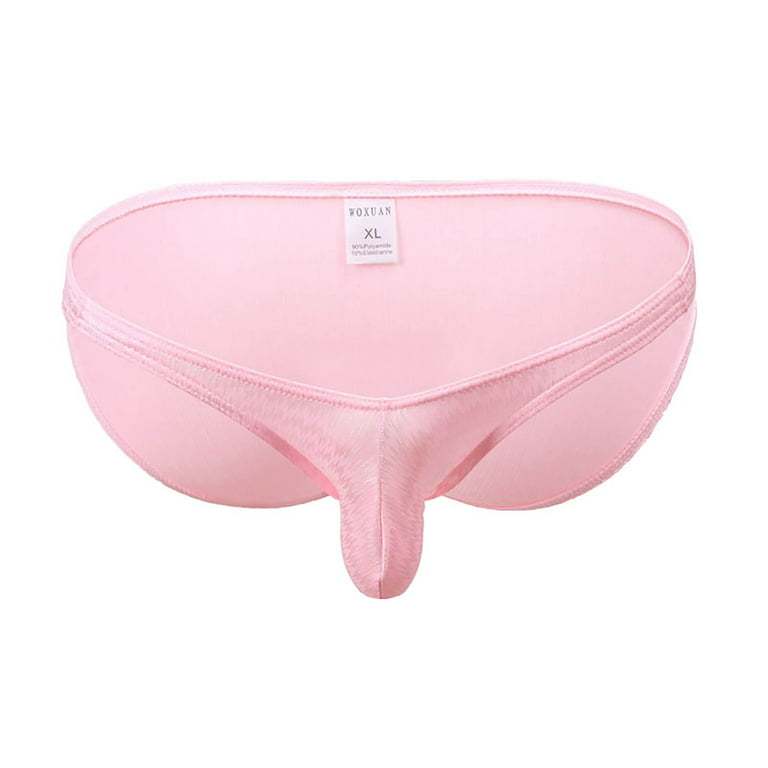 HUPOM Men'S Underwear Underwear For Men Pack Medium waist Comfort Waist  Solid Boxer Briefs Pink 2XL 