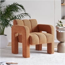 JERFIT Modern Boucle Accent Chair, Plush Upholstered Armchair with Solid Wood Frame for Living Room, Bedroom, Orange