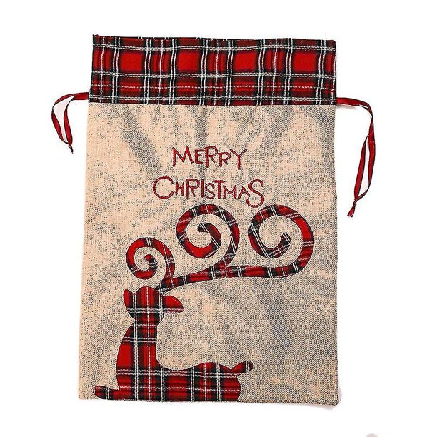 Bolsas con cordón de regalo, bolsa de dulces para cumpleaños, boda, regalo de Navidad portátil de lino. (marrón) (1 unidad)