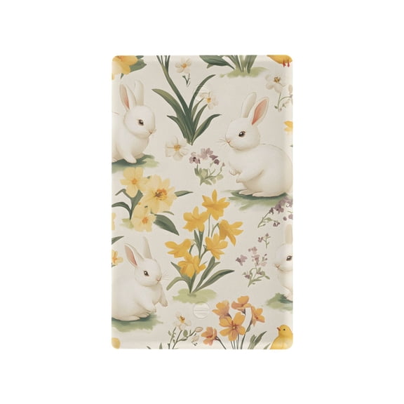 Yayeee Blank Wall Plate Cover 1-Gang 4.5"x2.7" Home Unused Decorative Outlet, White Rabbits