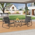 thumbnail image 4 of Asofer 3-Piece Outdoor Patio Furniture Set with Glass Table, Bistro Chairs Set for Poolside, Porch, Lawn, Black, 4 of 6