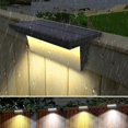 thumbnail image 2 of Lámpara de pared LED solar para escaleras, impermeable, para exteriores, para jardín, terraza, barandilla, luz de paso, paisaje, balcón, valla, luces solares, 3000 K y 6000 K, 2 paquetes, 2 of 5