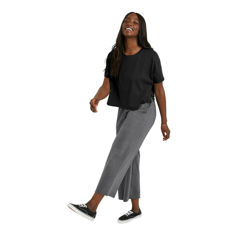 Hanes Originals Women's French Terry Wide Leg Cropped Pants