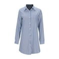 thumbnail image 4 of Wowcloth Women's Turn-down Collar Long Sleeve Casual Stripe Shirt Style Knee-high Dress, 4 of 5