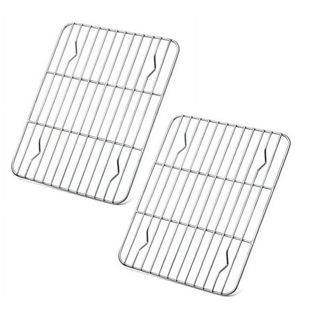 2 Pack Non-stick Baking Rack,Small Cooling Racks for Cooking Grilling,Stainless Steel Roasting Drying Rack,Easy to Clean Grill Wire Rack for Toaster Oven Use