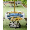thumbnail image 2 of Outdoor Tablecloth with Umbrella Hole and Zipper Sunflower Rectangle Outdoor Tablecloths 60x120 Waterproof Outside Table Cloths Floral Patio Table Cloth Cover for Outdoor Tables Picnic BBQS Garden, 2 of 5
