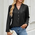 thumbnail image 5 of Bxsruta Tops for Women, Women's V-Neck Long Sleeve Denim Shirt, Lightweight Casual Button Blouse, 5 of 8