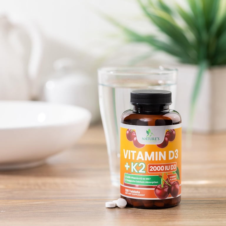 Complément Alimentaire Vitamine D3 2000 UI + K2 MK7 – 100 Comprimés, Soutien Immunitaire, Os, Anti-inflammatoire