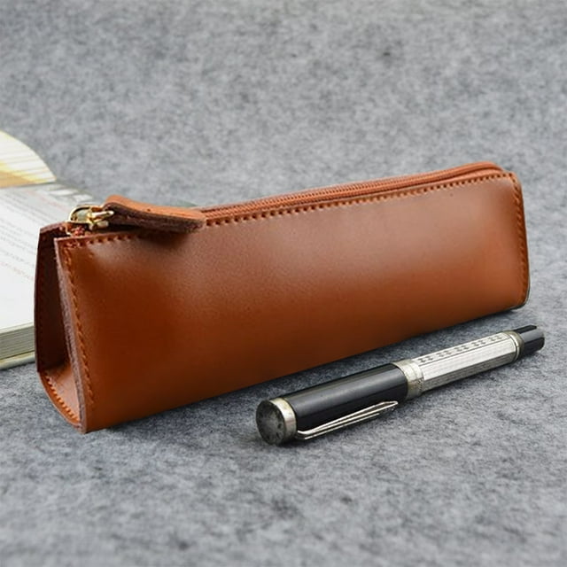 Estuche de cuero para lápices, estilo conciso, para profesores, estudiantes, gran capacidad, para estudiantes universitarios, estuche de PU