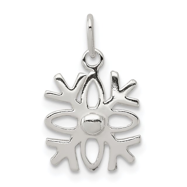 925 Sterling Silver Polished Snowflake Charm and Pendant