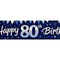 thumbnail image 4 of Blue Themed Happy 80th Birthday Backdrop Banner with Balloon Star Firework Elements Birthday Party Decorations Photography Props Party Supplies Background Decor, 4 of 8