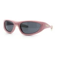 thumbnail image 4 of Retro Classy Oval Wrap Around Vintage Sport Soft Arm Tip Plastic Sunglasses Pink - Black, 4 of 7