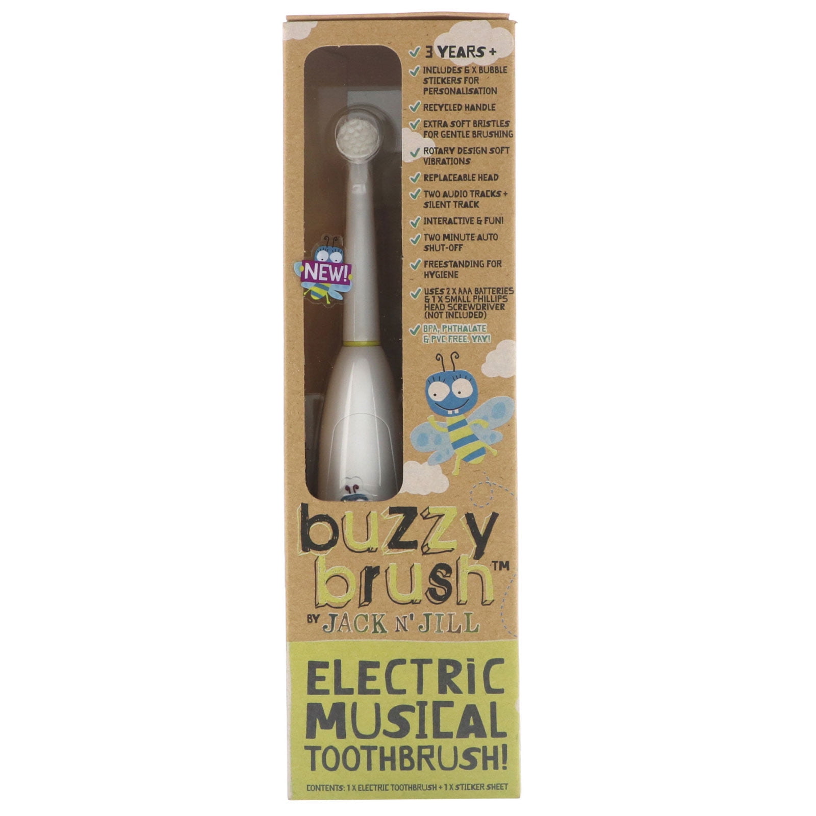 Jack n' Jill Buzzy Brush, Electric Musical Toothbrush, 1 Electric